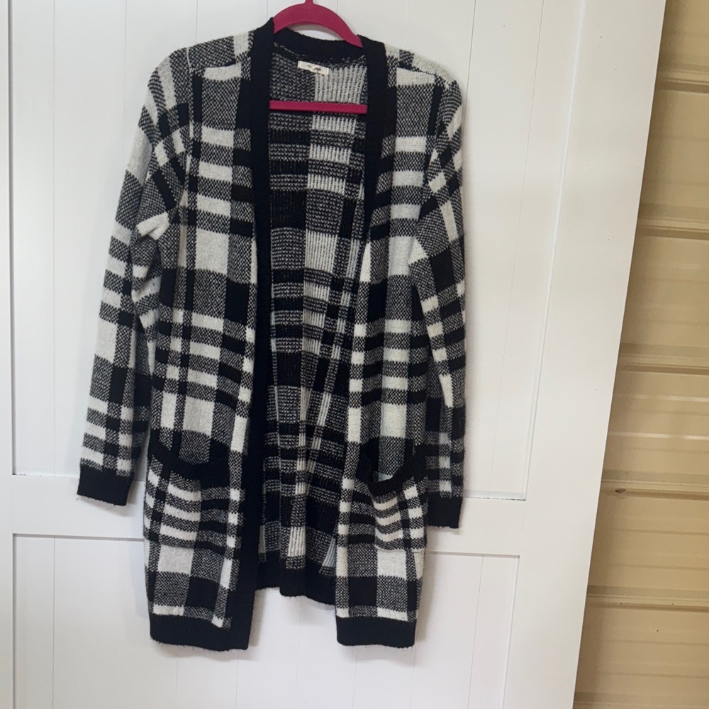 Maurices Black and White Checkered Cardigan